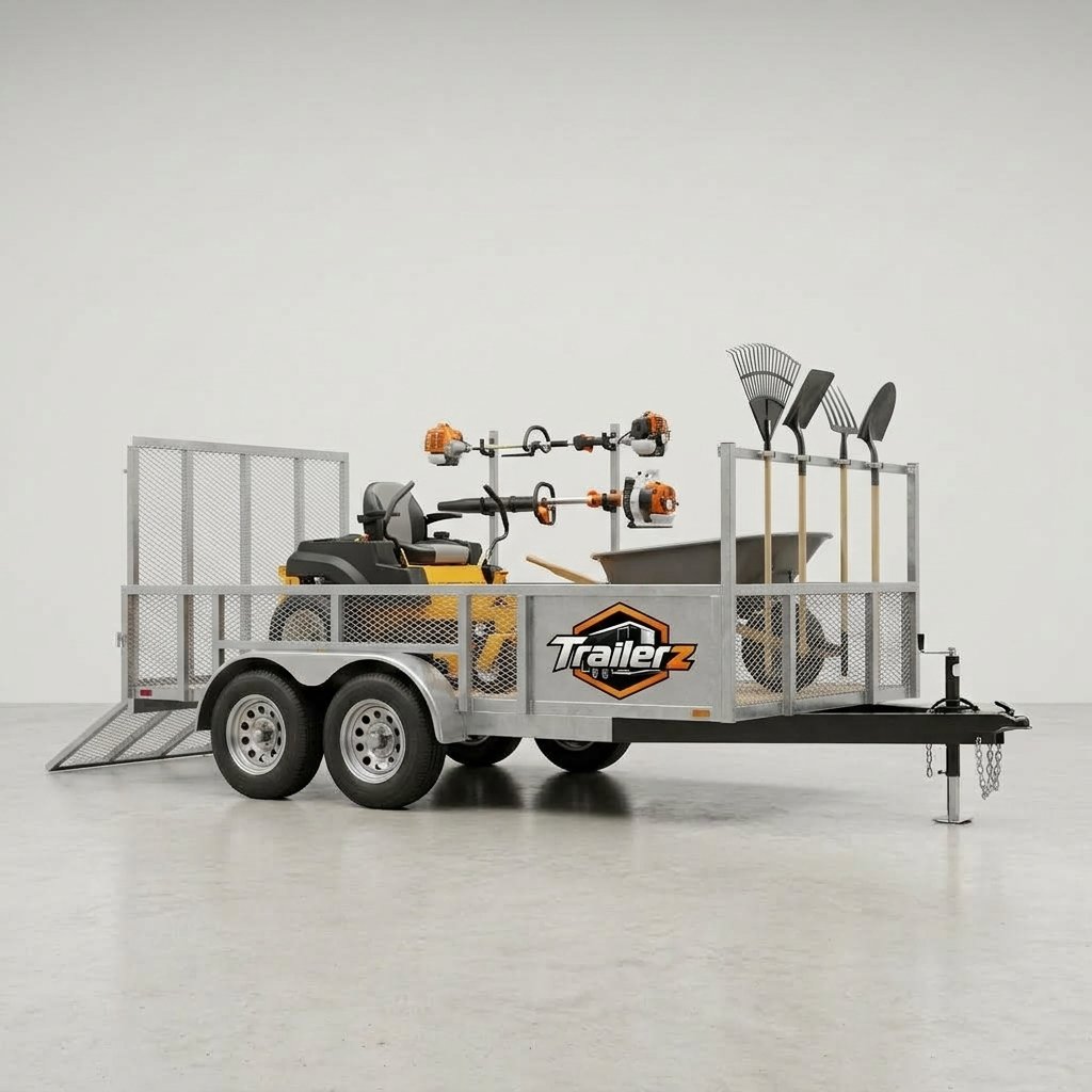 Landscape_Trailer_20261001104140 Trailerz Heavy-Duty Tandem Axle Landscape Utility Trailer with Integrated Tool Racks - Image 1